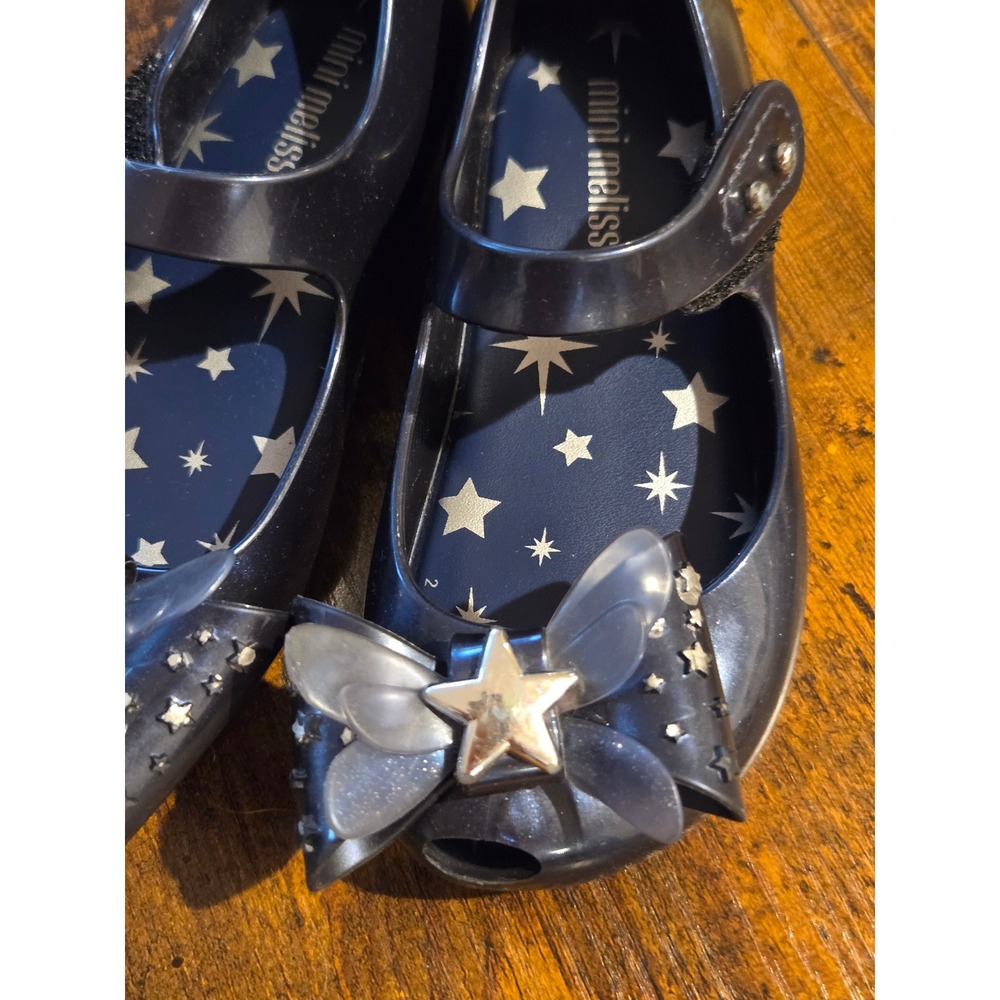 Mini Melissa Ultragirl Star Bow Navy Blue Jelly Mary Jane Shoes Kids Size 8 USA - Picture 3 of 6